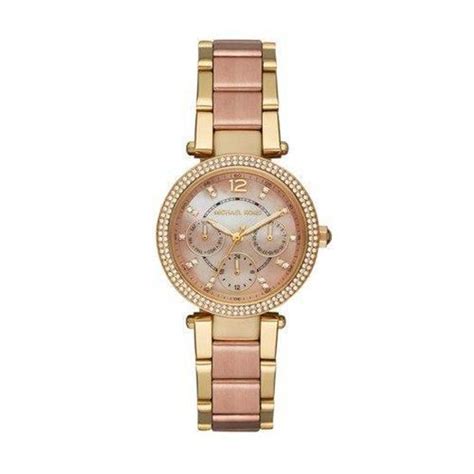 michael kors women's 33mm two-tone pav parker multifunction watch outlet|Parker Pavé Gold.